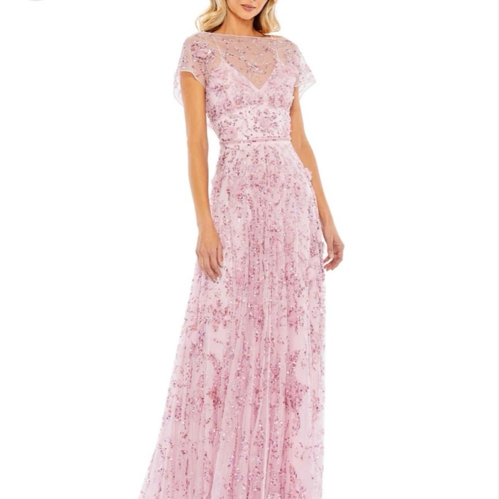 Mac Duggal Pink Embellished Wedding Dress